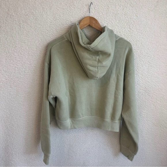 Women’s J. Crew Heritage Fleece Cropped Hoodie Size XL Green - Picture 2 of 6